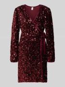 YAS Cocktailkleid mit Pailletten Modell 'ELLE' in Bordeaux, Größe L