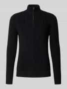 Replay Strickpullover mit Stehkragen und Reißverschluss in Black, Größ...