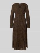 Jake*s Collection Midikleid mit Plisseefalten und V-Ausschnitt in Dunk...