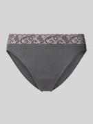 Hanro Slip mit französischer Spitze Modell 'MOMENTS' in Dunkelgrau, Gr...