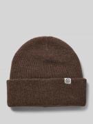 MSCH Copenhagen Beanie aus Wolle mit Label-Patch in Dunkelbraun Melang...