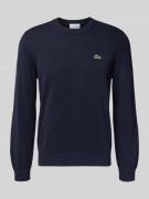 Lacoste Regular Fit Strickpullover aus Baumwoll-Mix in Marine, Größe L
