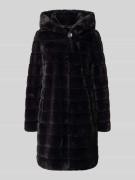 PETITE M. Mantel aus Kunstfell mit Kapuze und Eingrifftaschen in Anthr...