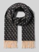 Guess Schal aus Viskose-Mix mit Logo-Muster und Fransen in Black, Größ...
