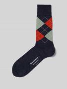 Burlington Socken aus Schurwoll-Mix Modell 'EDINBURGH' in Marine Melan...