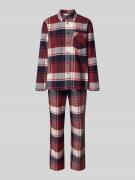 Schiesser Pyjama mit Brusttasche und Knopfleiste in Bordeaux, Größe 48