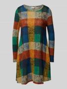 Apricot Minikleid mit geripptem Rundhalsausschnitt in Rostrot, Größe L