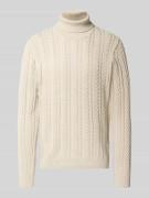 Jack & Jones Premium Rollkragenpullover mit Zopfmuster in Offwhite Mel...