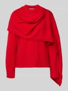 Jake*s Collection Strickpullover mit Schal in Kirsche, Größe L