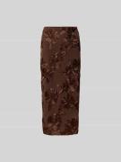 ROTATE Midirock mit Zierbesatz in Mittelbraun, Größe 34