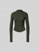 Victoria Beckham Slim Fit Longsleeve aus reiner Wolle in Schilf, Größe...