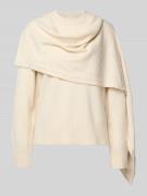 Jake*s Collection Strickpullover mit Schal in Ecru, Größe L