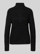 Jake*s Collection Strickpullover in Ripp-Optik mit Stehkragen in Black...