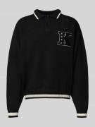 KARL KANI Strickpullover mit Polokragen und Stitching in Black, Größe ...