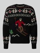 Polo Ralph Lauren Strickpullover mit Motiv-Print in Black, Größe XL