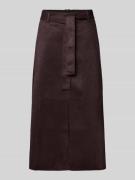 Zero Midirock in Leder-Optik mit Bindegürtel in Pflaume, Größe 34