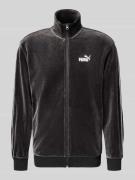 PUMA PERFORMANCE Sweatjacke aus Velours mit Label-Stitching in Black, ...