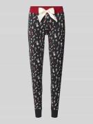 Skiny Pyjama-Hose im Allover-Look mit Schleife in Black, Größe 44