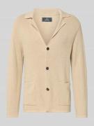 RAGMAN Regular Fit Strickjacke aus Baumwoll-Woll-Mix in Beige, Größe L