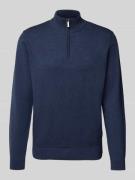 bugatti Strickpullover mit Stehkragen in Marine, Größe L