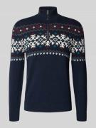 MCNEAL Strickpullover mit Troyer-Kragen in Dunkelblau, Größe L