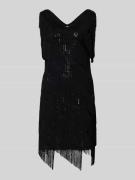 Apricot Minikleid mit V-Ausschnitt in Black, Größe M