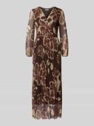 ZABAIONE Maxikleid mit V-Ausschnitt in Mittelbraun, Größe L