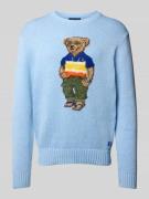 Polo Ralph Lauren Strickpullover mit Polo Bear Motiv in Hellblau, Größ...