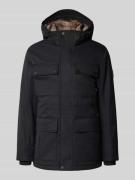 Tom Tailor Regular Fit Parka mit Webpelz-Kapuzenfutter in Black, Größe...