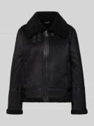 Lauren Ralph Lauren Regular Fit Jacke in Leder-Optik mit Kunstfellbesa...