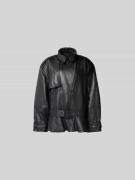 ROTATE Lederjacke mit Stehkragen in Black, Größe 34