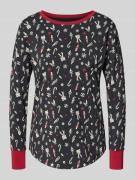 Skiny Pyjama-Oberteil im Allover-Look mit Rundhalsausschnitt in Black,...