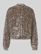 Pieces Regular Fit Blouson mit Paillettenbesatz Modell 'KAM' in Taupe,...