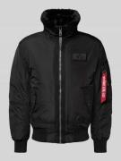 Alpha Industries Bomberjacke mit Stehkragen und Reißverschluss in Blac...