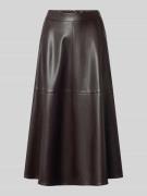 Oui Midirock in Leder-Optik mit Reißverschluss in Dunkelbraun, Größe 3...