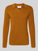 Lindbergh Relaxed Fit Pullover mit Strukturmuster in Camel, Größe L