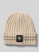 Blauer Usa Beanie aus Viskose-Kaschmir-Mix in Beige, Größe XS