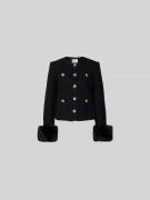 Self-Portrait Kurzblazer in Bouclé-Optik in Black, Größe L
