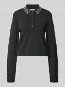 Gestuz Strickpullover mit Polokragen Modell 'manzi' in Dunkelgrau Mela...