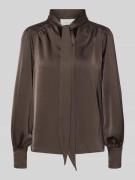 Neo Noir Blusenshirt mit Schleifen-Detail in Dunkelbraun, Größe 34
