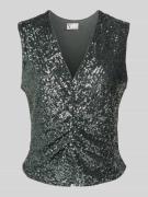 V by Vera Mont Top mit Paillettenbesatz in Anthrazit, Größe 40