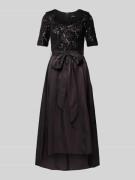 Adrianna Papell Abendkleid mit Pailletten und Bindegürtel in Black, Gr...