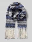 Pieces Schal mit Fransen Modell 'MARLA' in Bleu Melange, Größe 1