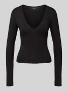 Gina Tricot Longsleeve aus Viskose-Elasthan-Mix mit V-Ausschnitt in Bl...