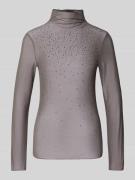 Marc Cain Longsleeve aus transparentem Material in Taupe, Größe 36