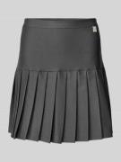 Karo Kauer Minirock mit gelegten Falten in Dunkelgrau, Größe L