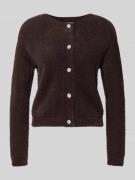More & More Strickjacke mit Knopfleiste in Schoko, Größe 36