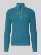 Lerros Slim Fit Troyer in Strick-Optik in Aqua, Größe L