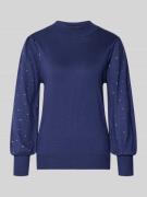 FREE/QUENT Strickpullover mit Ziersteinbesatz Modell 'DOTKA' in Blau, ...