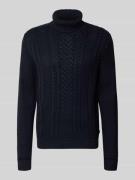 Jack & Jones Rollkragenpullover mit Zopfmuster Modell 'PAUL' in Marine...